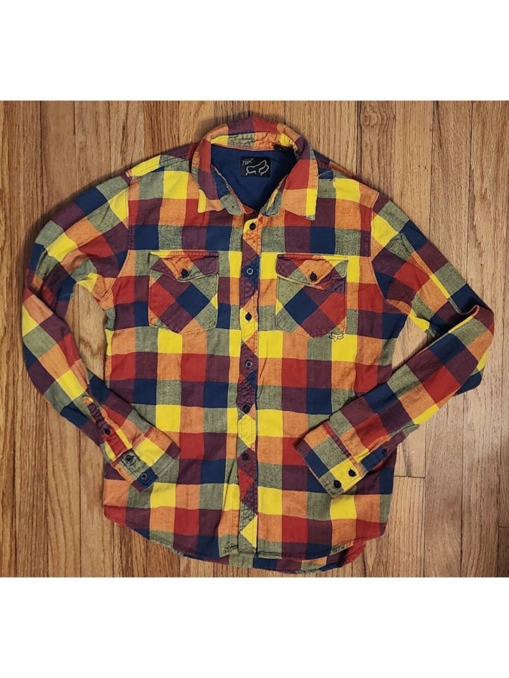 Fox Racing Flannel Shirt Plaid Button Up Motocross Streetwear Large Red Check